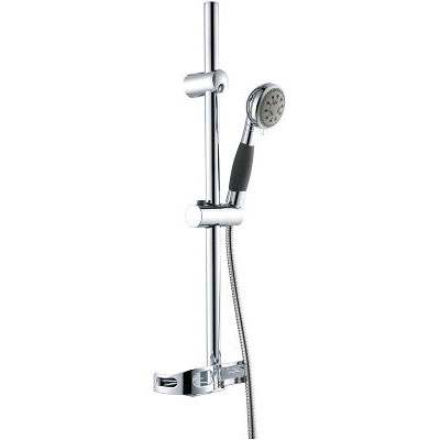 Shower Rail Set with Shower Heads and Hand Shower, Adjustable Shower Slider and Fixed Wall Mount Holder with Soap Dish, Polished Chrome 